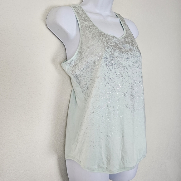 Ivivva by Lululemon Mint Green Foil Glitter Racerback Tank Top Girls Size 14 - Picture 3 of 9